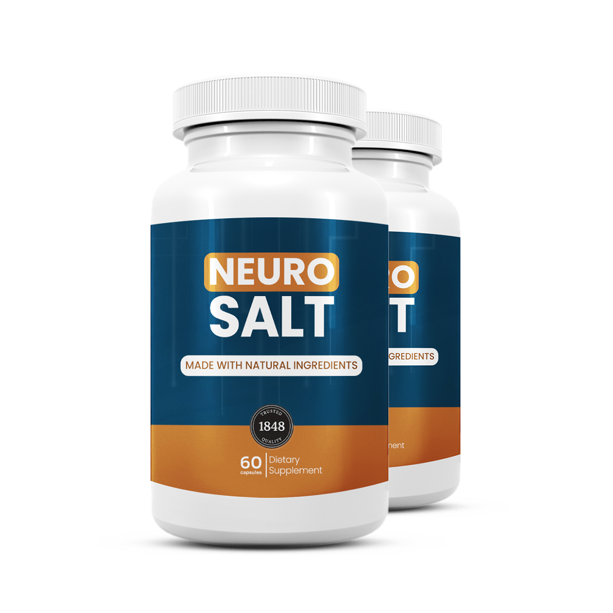 NeuroSalt dietary supplement bottle, 60 capsules, made with natural ingredients